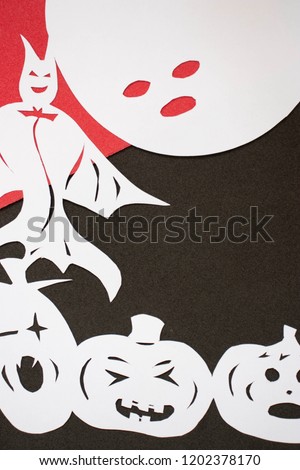 Halloween theme paper figures top view