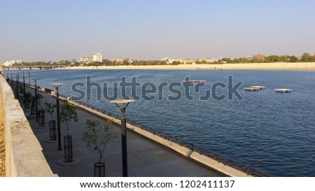 Sabarmati Riverfront, Ahmedabad, Gujarat, India on bank of the Sabarmati River Royalty-Free Stock Photo #1202411137
