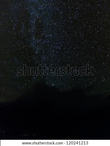 The view of the starry sky over the village of Thame - Everest region, Nepal