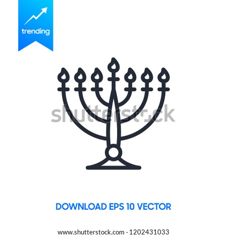 Menorah for Hanukkah, Vector illustration. Religion icon. Silhouette Flat style