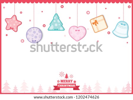 Gift tag label design with christmas ornaments symbol shape 