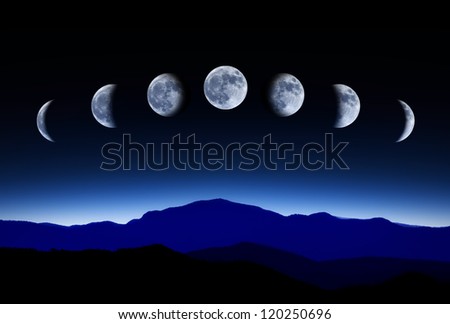 Moon lunar cycle in night sky, time-lapse concept