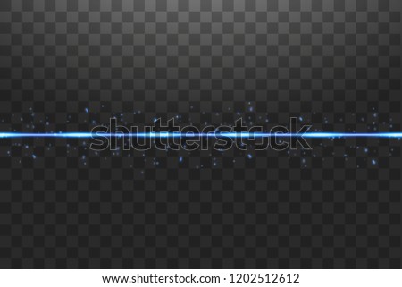 Blue neon lines with light effects isolated on black transparent background. Vector illustration