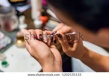 French manicure, hand with french manicure, Manicure Stock Pictures