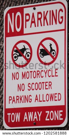 NO MOTORCYCLE OR SCOOTER PARKING