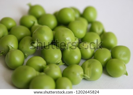 Fresh green pea (Pisum sativum) on white background 