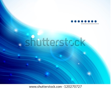 Vector blue glittering wave background
