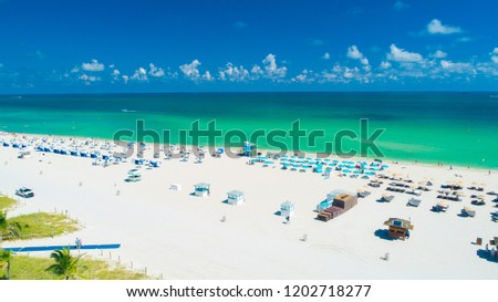 Atlantic ocean. Aerial view of Miami Beach, South Beach, Florida. USA. 