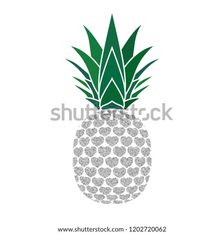 Pineapple with hearts. Tropical silver exotic fruit isolated white background. Symbol of organic food, summer, vitamin, healthy. Nature logo. Design element icon Vector illustration