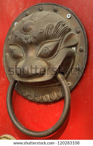 close up of pictures, red gate metal decorations