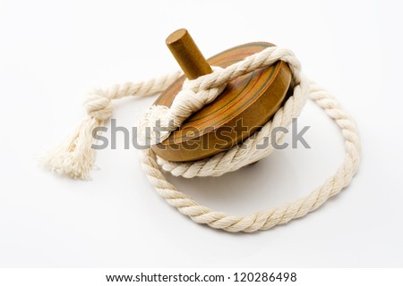 Wooden spinning Top with string of classic toy