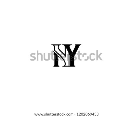 Initial Letter NY Linked Monogram Minimalism Linear Logo