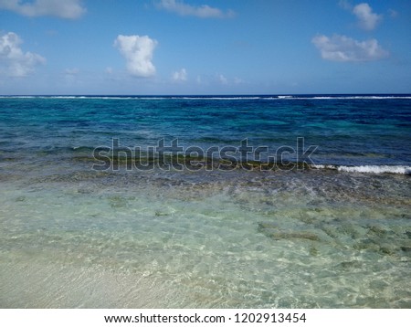 Beautiful view of the blue ocean, with different colors. Home to thousands of aquatic animals. clear water.