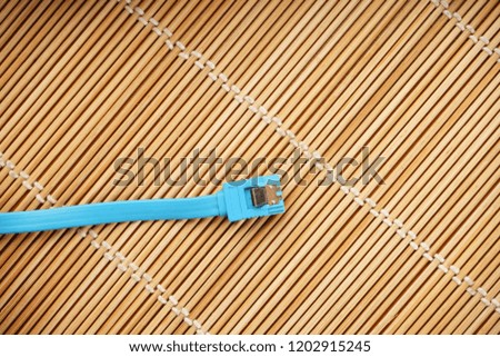 Sata line Near-term blue technology On wooden floor
