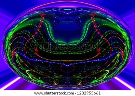 Color lines and curves creates fantastic elipse image. Abstract painting - psychedelic pictures.