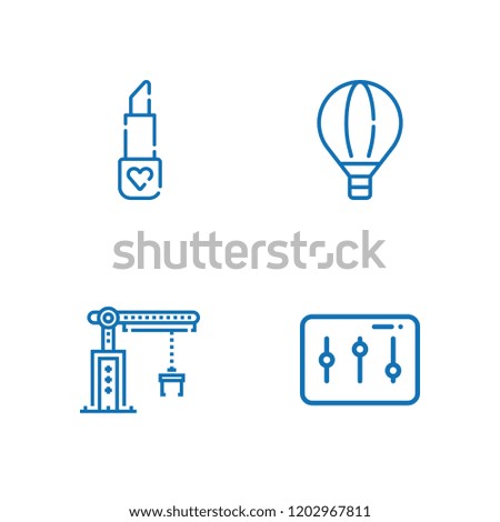 Collection of 4 up outline icons include icons such as hot air balloon, levels, lipstick