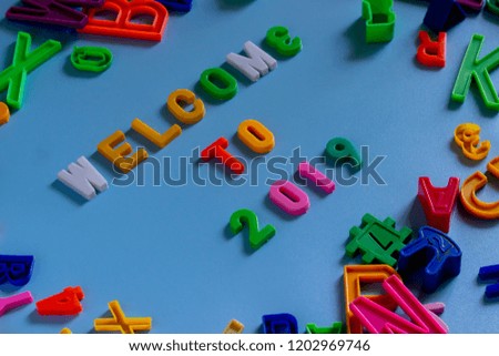 2019 letters on pastel colors background 
