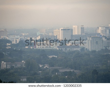 Picture of Hat Yai Town, Thailand in the morning, taken from a high angle on the hill