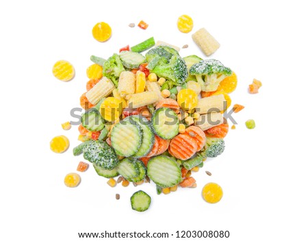 Frozen food isolated on white background