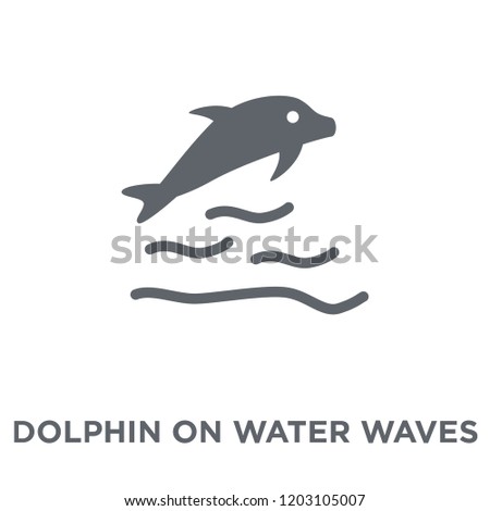 Dolphin on water waves icon. Dolphin on water waves design concept from Summer collection. Simple element vector illustration on white background.