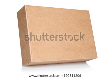Cardboard box on white background with reflection Royalty-Free Stock Photo #120311206