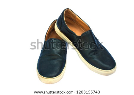 Old shoes photo, white background