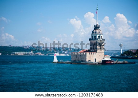 Maiden's Tower(Kız Kulesi) in blue background