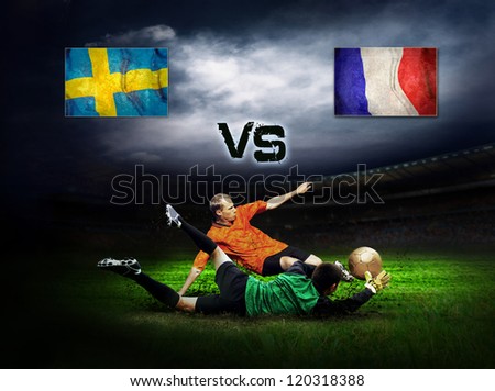 Friendly soccer match between Sweeden and France