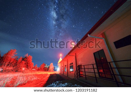 Milky way galaxy with stars and space dust in the universe, Long exposure photograph, with grain.
