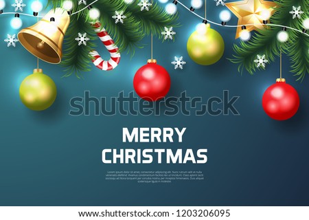 Merry Christmas background with christmas element. Blue Background. Vector illustration