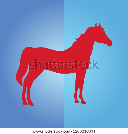 Horse red silhouette. Vector illustration.