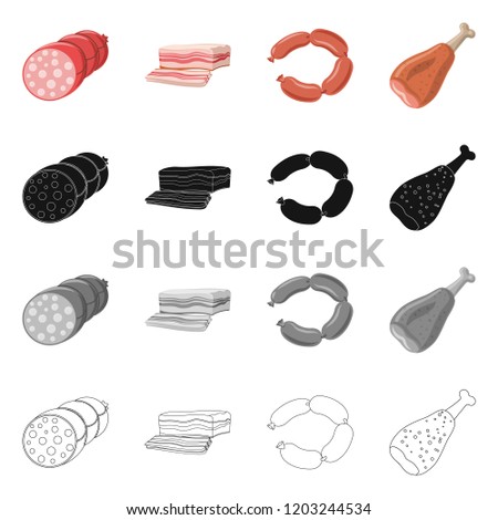 Isolated object of meat and ham logo. Set of meat and cooking stock symbol for web.