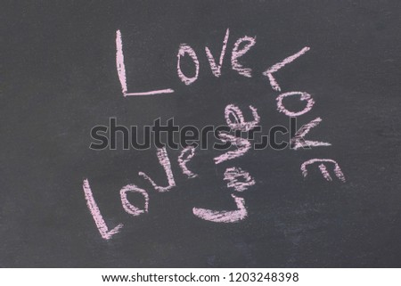 banner message Love ornament inscription chalk call on black background style grunge base design