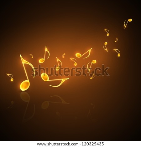 musical background with flowing golden notes