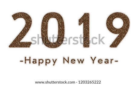 2019 Happy New Year. Golden numbers on white background. New Year 2019  Raster version.