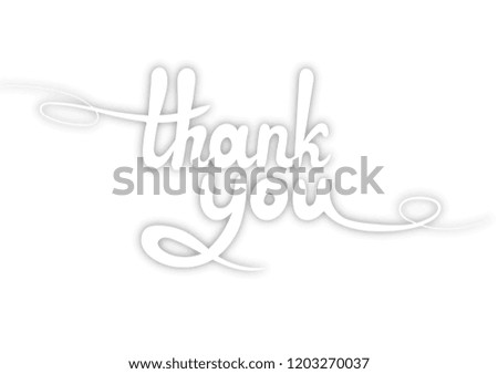 Vector Lettering: Thank You, White Design Element Isolated on White Background, Paper Art Style.