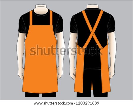 Men's Orange Apron Vector for Template.Front And Back Views.