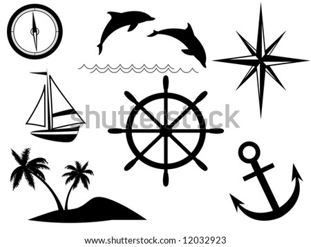 The sea and sea signs in a vector on a white background