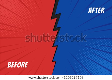 Template before and after background. Comparison card with empty space. Vector illustration. Royalty-Free Stock Photo #1203297106