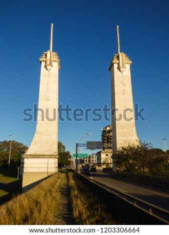 Entrance of the International bridge between Argentina and Brazil - landmark of Uruguaiana, Brazil