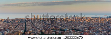 PANORAMIC VIEW OF BARCELONA FROM Canons del Carmen Royalty-Free Stock Photo #1203333670