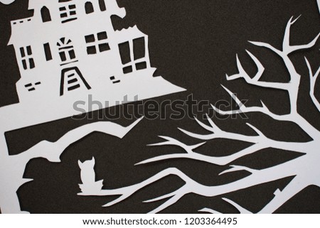 halloween theme paper figures, top view