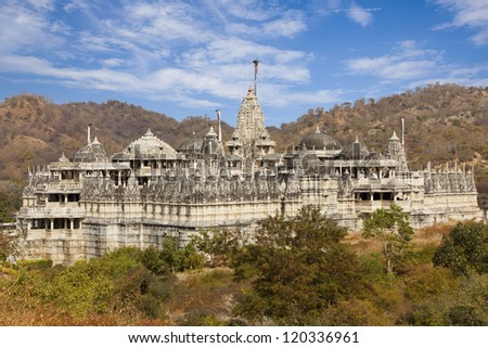 Chaumukha Mandir - Jain Temple, Ranakpur, Rajasthan, India. Royalty-Free Stock Photo #120336961