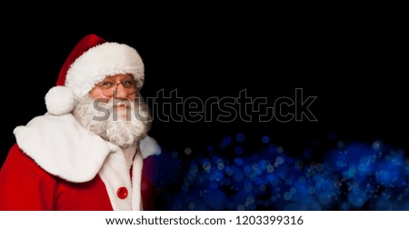 Santa Claus on Christmas concept. Close-up portrait of a fairytale Santa Claus. Good old traditions. Family holidays.