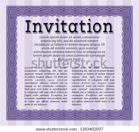 Violet Invitation. Customizable, Easy to edit and change colors. Printer friendly. Elegant design. 