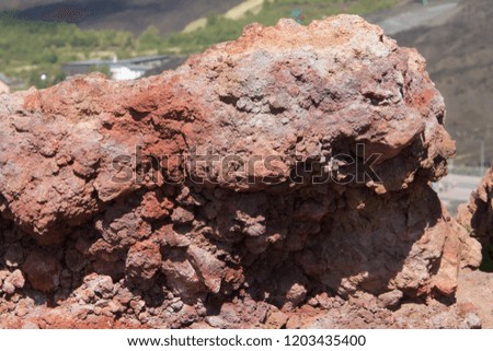 The soil on the slopes of the volcano Etna in Sicily