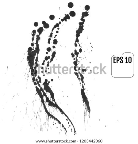 Hand-made grunge texture. Abstract ink drops background. Black and white grunge illustration. Vector watercolor artwork pattern