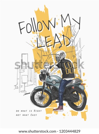 typography slogan with a man on a bike illustration
