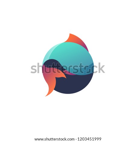 Fish round icon. Seafood market or restaurant label and badge. Vector design logo template isolated on white background