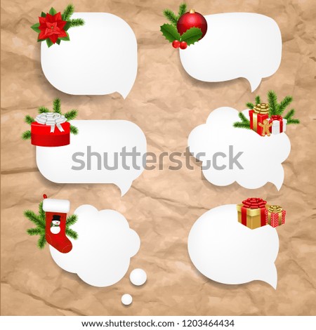 Christmas Set Speech Bubble With Gradient Mesh, Vector Illustration